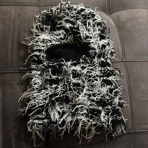 Black and White Fuzzy Balaclava